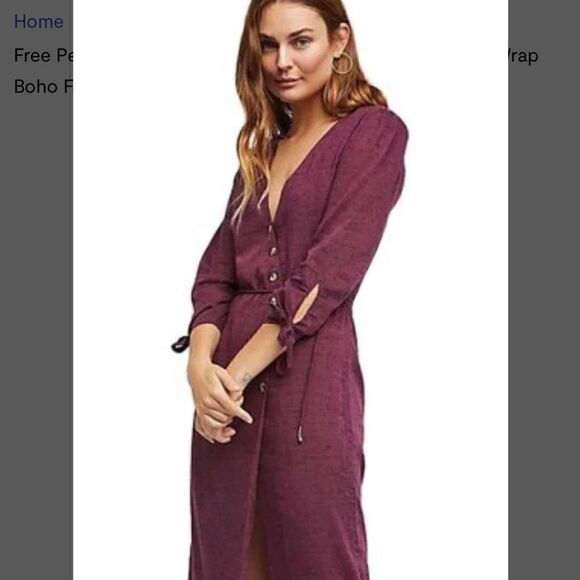 Free People NWT Zappora midi endless summer button down wrap boho formal dress L - Picture 14 of 14